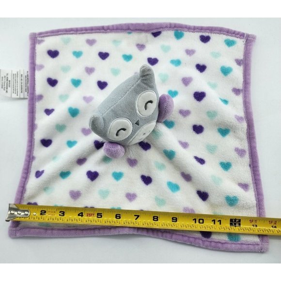 SL Home Fashions Baby Owl Plush Lovey Security Blanket Purple Heart Print - Picture 4 of 9